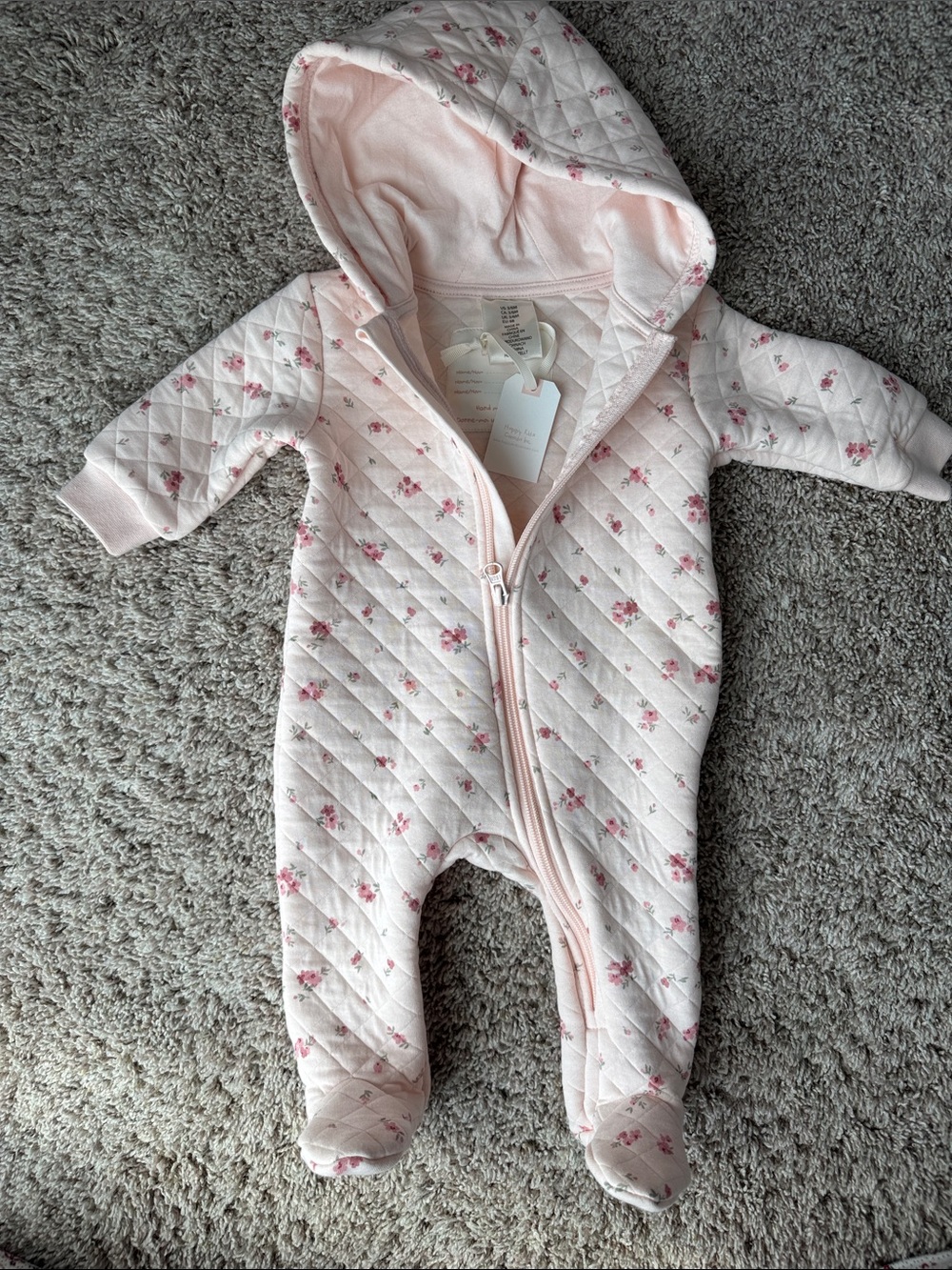 NWT 3/6m hooded jumpsuit First Wish